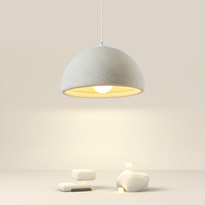 Contemporary Scandinavian Round Semi-Circular Resin Fiberglass 1-Light Pendant Light For Dining Room