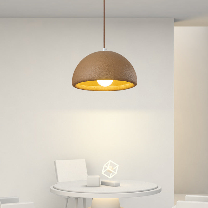 Contemporary Scandinavian Round Semi-Circular Resin Fiberglass 1-Light Pendant Light For Dining Room