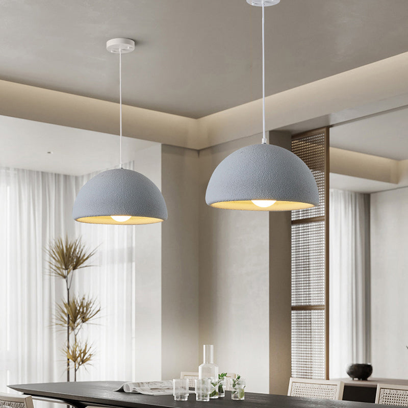 Contemporary Scandinavian Round Semi-Circular Resin Fiberglass 1-Light Pendant Light For Dining Room