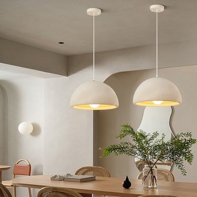 Contemporary Scandinavian Round Semi-Circular Resin Fiberglass 1-Light Pendant Light For Dining Room