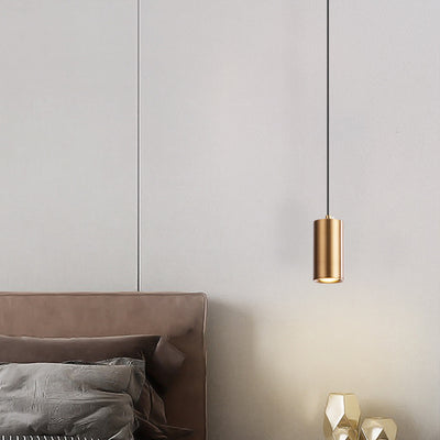 Modern Minimalist Round Cylinder Aluminum Iron 1-Light Pendant Light For Bedroom