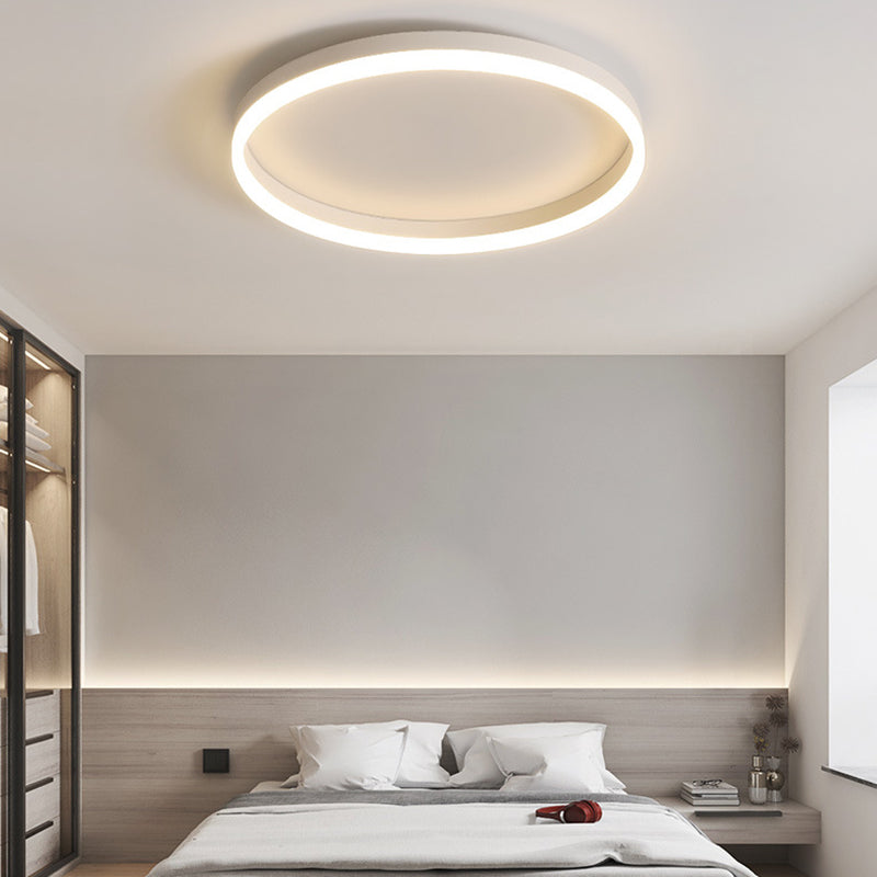 Modern Minimalist Round Iron Aluminum Acrylic LED Flush Mount Ceiling Light For Bedroom