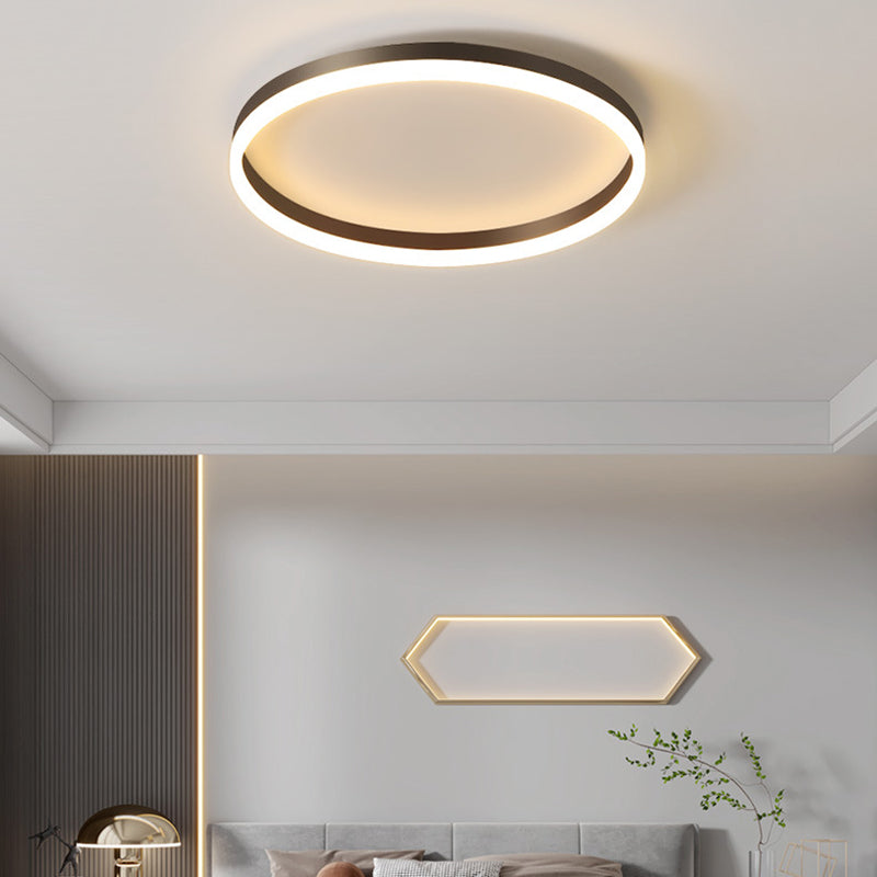 Modern Minimalist Round Iron Aluminum Acrylic LED Flush Mount Ceiling Light For Bedroom