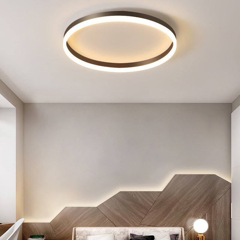 Modern Minimalist Round Iron Aluminum Acrylic LED Flush Mount Ceiling Light For Bedroom