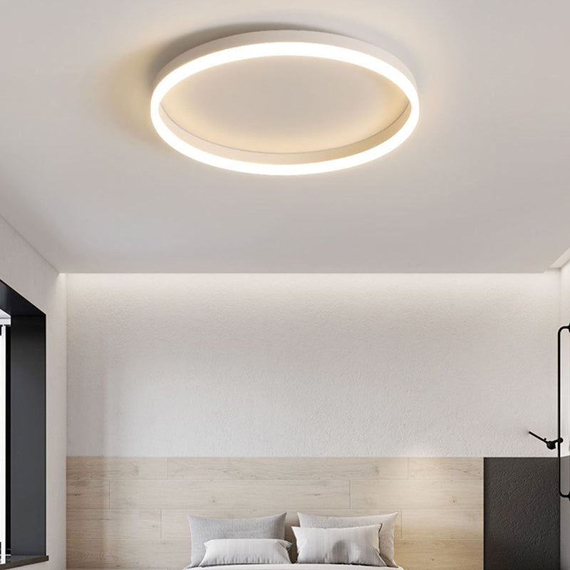 Modern Minimalist Round Iron Aluminum Acrylic LED Flush Mount Ceiling Light For Bedroom