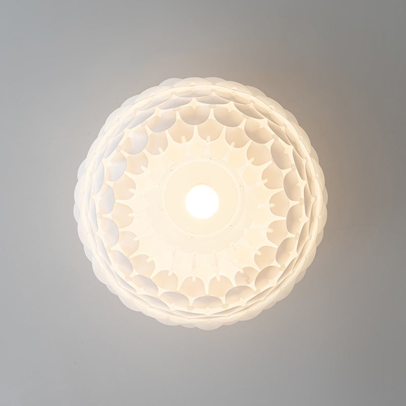 Contemporary Creative Cream Round Flower Iron PVC 1-Light Flush Mount Ceiling Light For Bedroom