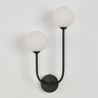 Modern Minimalist Round Orb Iron Glass 2-Light Wall Sconce Lamp For Bedroom