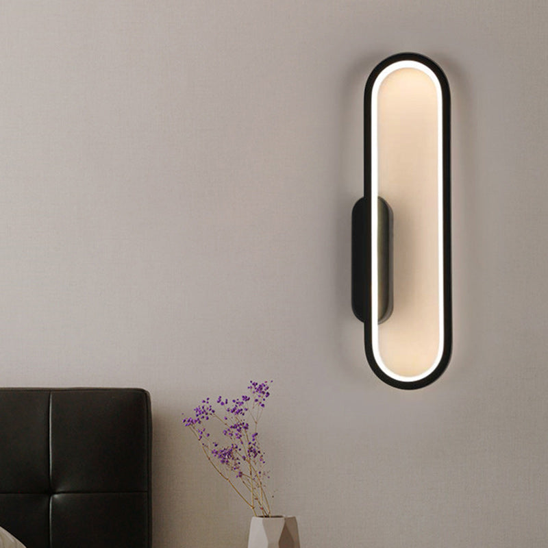 Modern Minimalist Oval Linear Hardware Acrylic LED Wall Sconce Lamp For Bedroom