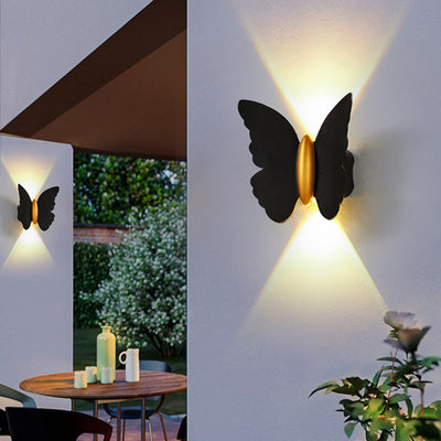 Contemporary Creative Waterproof Butterfly Aluminum Optical Lens LED Wall Sconce Lamp For Outdoor