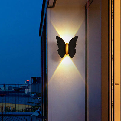 Contemporary Creative Waterproof Butterfly Aluminum Optical Lens LED Wall Sconce Lamp For Outdoor