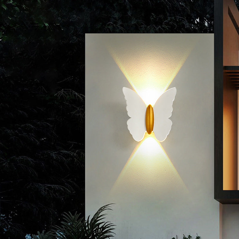 Contemporary Creative Waterproof Butterfly Aluminum Optical Lens LED Wall Sconce Lamp For Outdoor