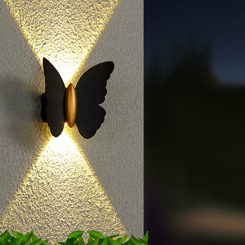 Contemporary Creative Waterproof Butterfly Aluminum Optical Lens LED Wall Sconce Lamp For Outdoor