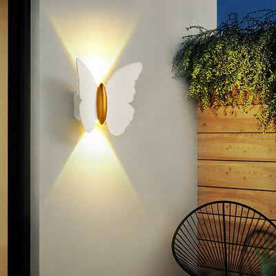 Contemporary Creative Waterproof Butterfly Aluminum Optical Lens LED Wall Sconce Lamp For Outdoor