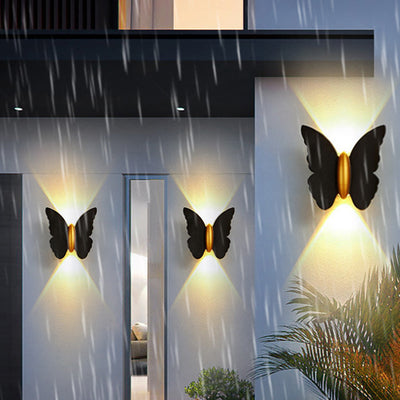 Contemporary Creative Waterproof Butterfly Aluminum Optical Lens LED Wall Sconce Lamp For Outdoor