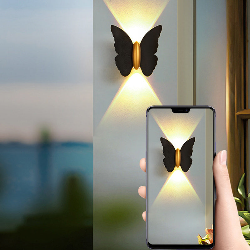 Contemporary Creative Waterproof Butterfly Aluminum Optical Lens LED Wall Sconce Lamp For Outdoor