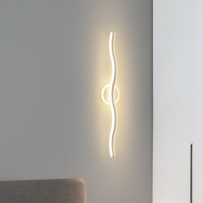 Modern Minimalist Wave Linear Iron Aluminum LED Wall Sconce Lamp For Living Room