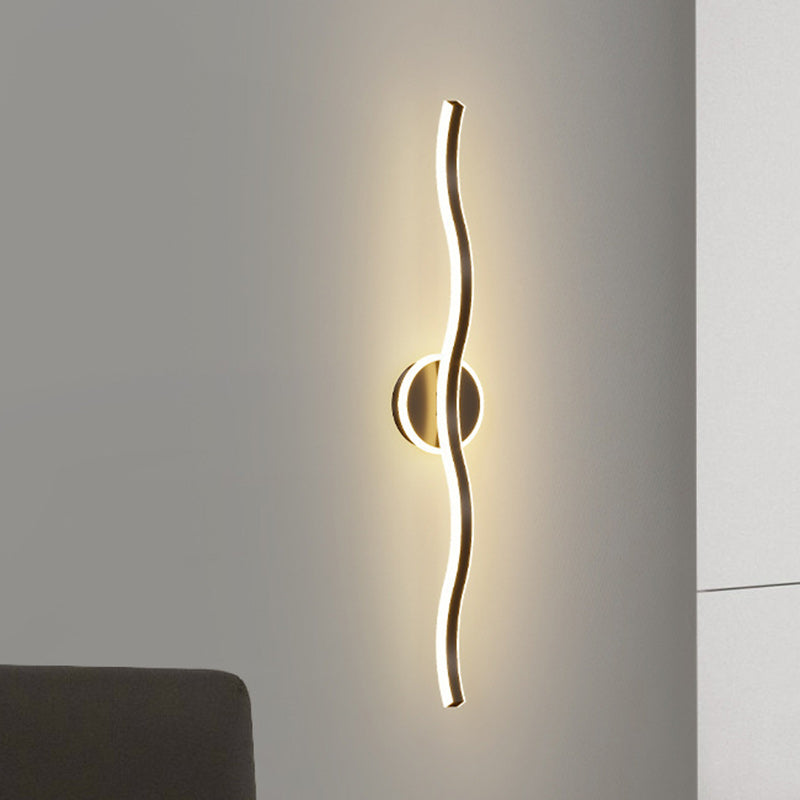 Modern Minimalist Wave Linear Iron Aluminum LED Wall Sconce Lamp For Living Room