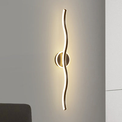 Modern Minimalist Wave Linear Iron Aluminum LED Wall Sconce Lamp For Living Room