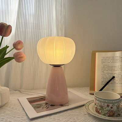 Contemporary Creative USB Flower Pumpkin Round Cone Ceramic Plastic LED Table Lamp For Bedroom