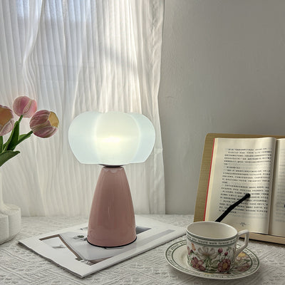 Contemporary Creative USB Flower Pumpkin Round Cone Ceramic Plastic LED Table Lamp For Bedroom