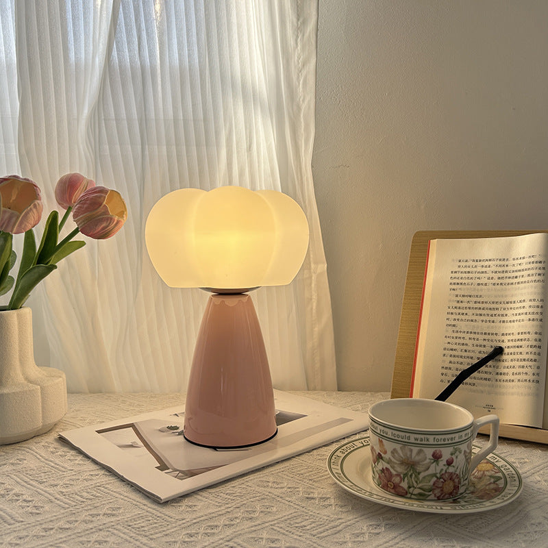 Contemporary Creative USB Flower Pumpkin Round Cone Ceramic Plastic LED Table Lamp For Bedroom