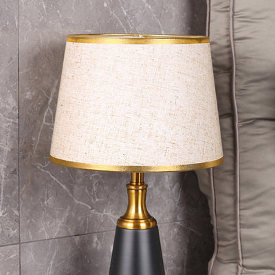 Modern Minimalist Cylinder Cone Iron Fabric 1-Light Table Lamp For Bedroom