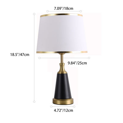 Modern Minimalist Cylinder Cone Iron Fabric 1-Light Table Lamp For Bedroom