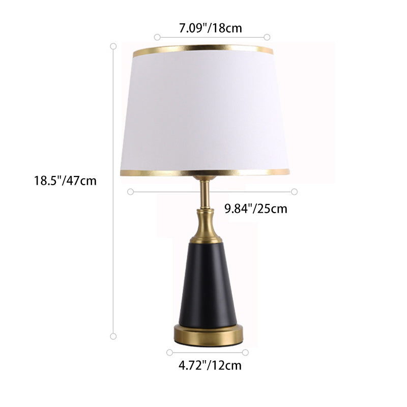 Modern Minimalist Cylinder Cone Iron Fabric 1-Light Table Lamp For Bedroom