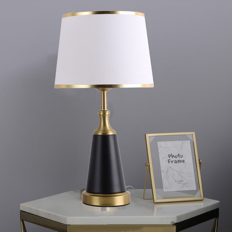 Modern Minimalist Cylinder Cone Iron Fabric 1-Light Table Lamp For Bedroom