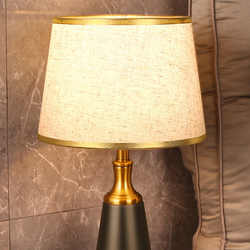 Modern Minimalist Cylinder Cone Iron Fabric 1-Light Table Lamp For Bedroom