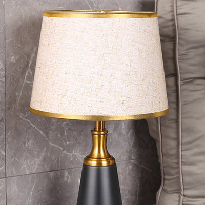 Modern Minimalist Cylinder Cone Iron Fabric 1-Light Table Lamp For Bedroom