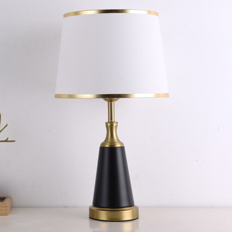 Modern Minimalist Cylinder Cone Iron Fabric 1-Light Table Lamp For Bedroom