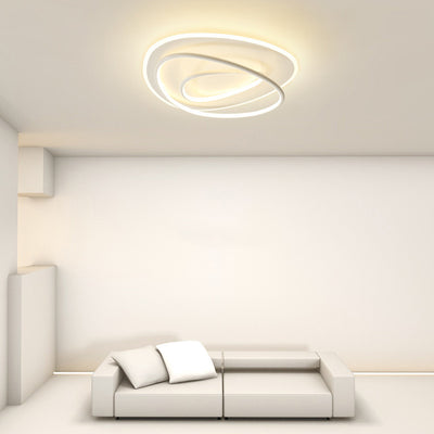 Modern Minimalist Irregular Round Aluminum Silicone LED Flush Mount Ceiling Light For Bedroom