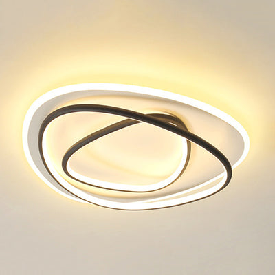 Modern Minimalist Irregular Round Aluminum Silicone LED Flush Mount Ceiling Light For Bedroom