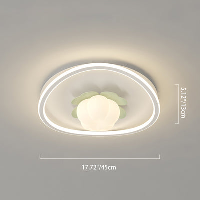 Contemporary Scandinavian Cream Flower Wave Round PE Iron LED Flush Mount Ceiling Light For Bedroom