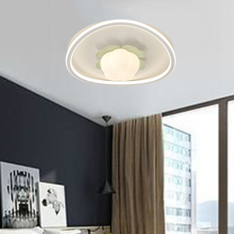 Contemporary Scandinavian Cream Flower Wave Round PE Iron LED Flush Mount Ceiling Light For Bedroom