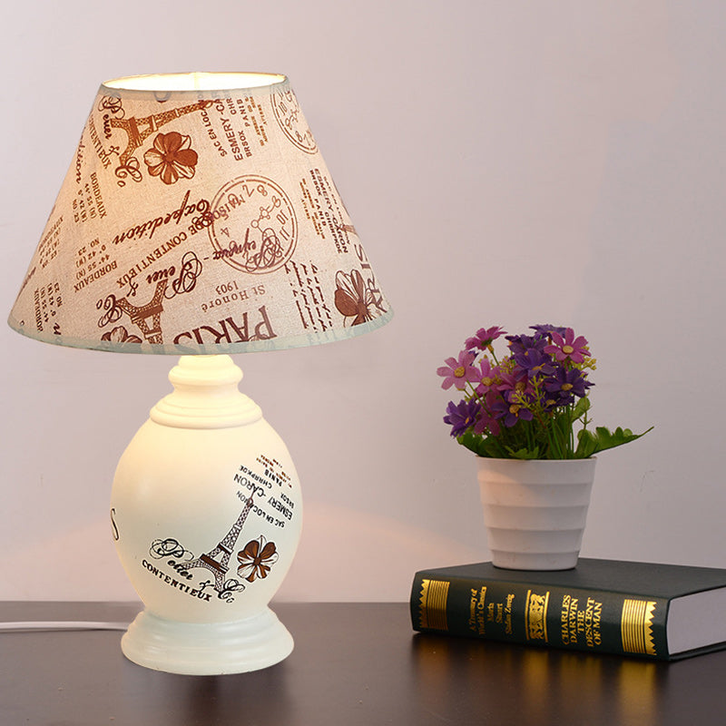 Modern Art Deco Round Cylinder Square Ceramic Cardboard 1-Light Table Lamp For Bedroom