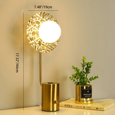 Modern Minimalist Round Orb Cylinder Hardware Glass 1-Light Table Lamp For Bedroom