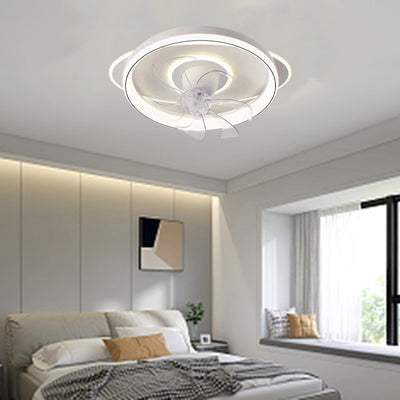 Contemporary Scandinavian Cloud Round Dome PVC Iron LED Flush Mount Ceiling Fan Light For Bedroom