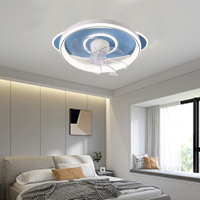 Contemporary Scandinavian Cloud Round Dome PVC Iron LED Flush Mount Ceiling Fan Light For Bedroom