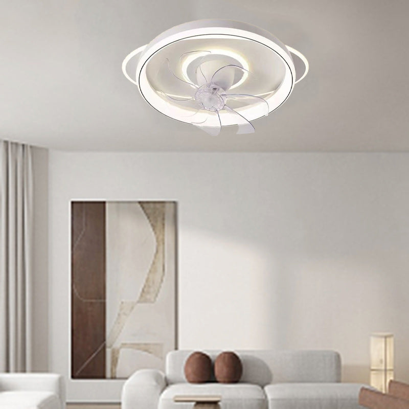 Contemporary Scandinavian Cloud Round Dome PVC Iron LED Flush Mount Ceiling Fan Light For Bedroom