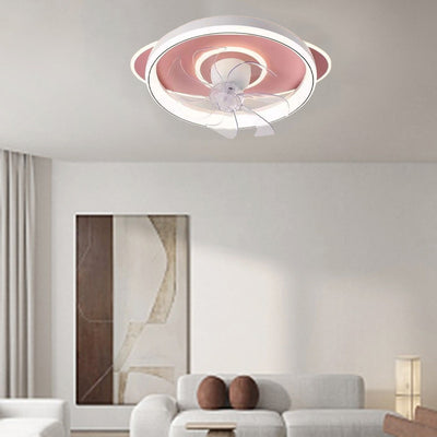 Contemporary Scandinavian Cloud Round Dome PVC Iron LED Flush Mount Ceiling Fan Light For Bedroom