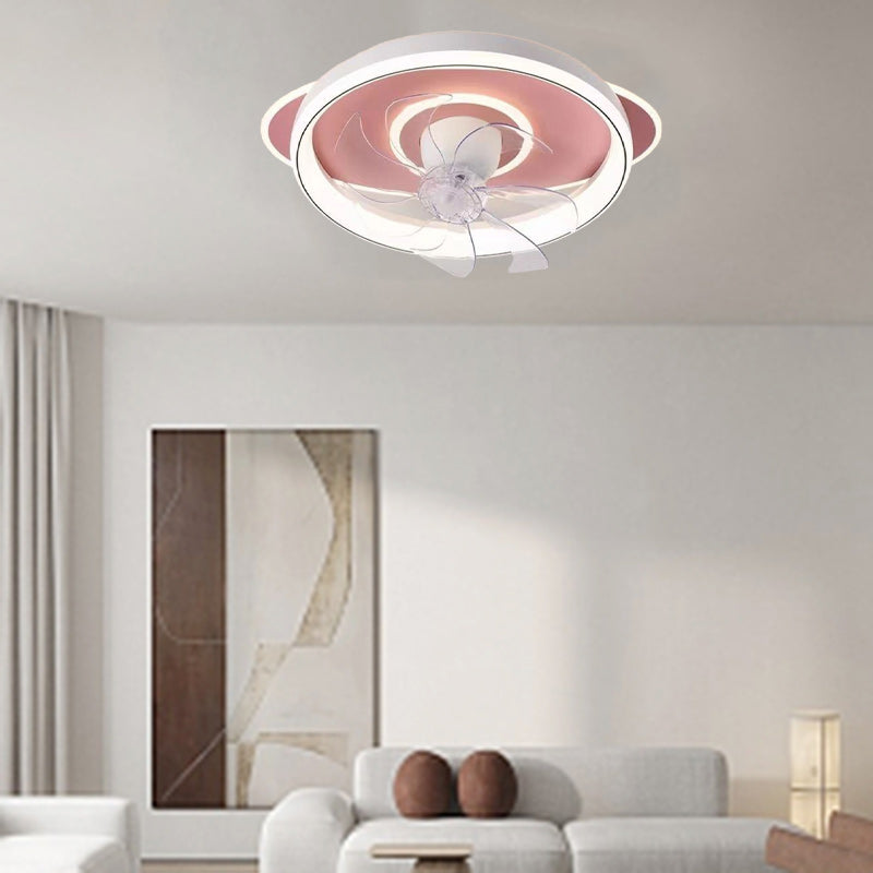 Contemporary Scandinavian Cloud Round Dome PVC Iron LED Flush Mount Ceiling Fan Light For Bedroom