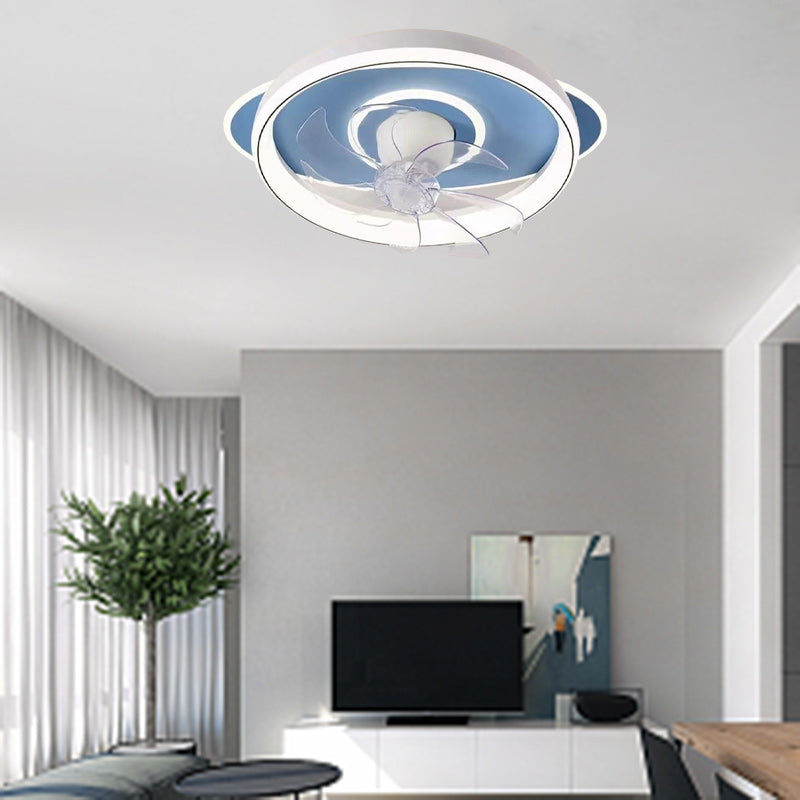 Contemporary Scandinavian Cloud Round Dome PVC Iron LED Flush Mount Ceiling Fan Light For Bedroom