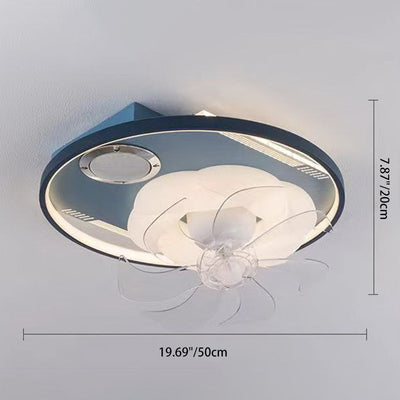 Contemporary Scandinavian Cloud Round Dome PVC Iron LED Flush Mount Ceiling Fan Light For Bedroom