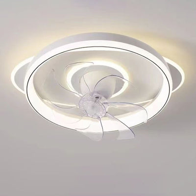 Contemporary Scandinavian Cloud Round Dome PVC Iron LED Flush Mount Ceiling Fan Light For Bedroom