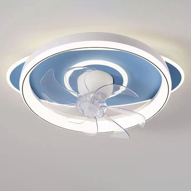 Contemporary Scandinavian Cloud Round Dome PVC Iron LED Flush Mount Ceiling Fan Light For Bedroom