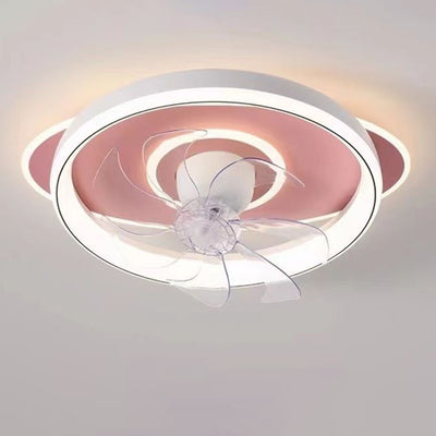 Contemporary Scandinavian Cloud Round Dome PVC Iron LED Flush Mount Ceiling Fan Light For Bedroom