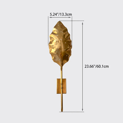 Contemporary Creative Leaf Shape Copper 1-Light Wall Sconce Lamp For Living Room