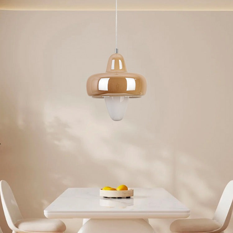 Contemporary Scandinavian Round Cone Oval Iron Glass LED Pendant Light For Dining Room